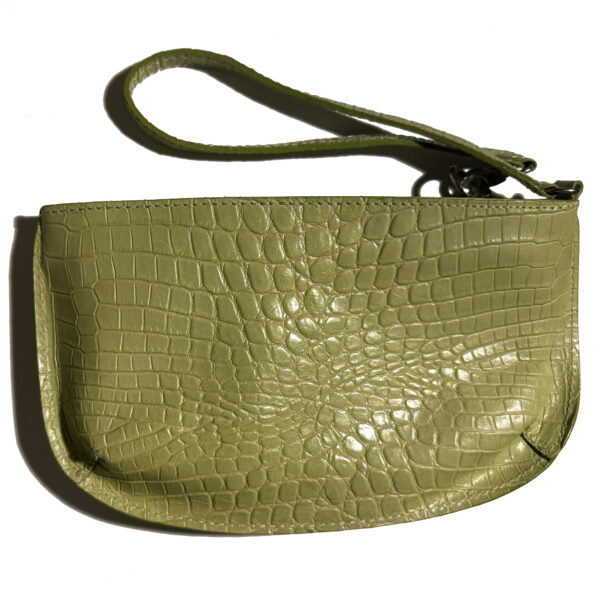 Customizable Faux Alligator Pale Green Zipper Pouch