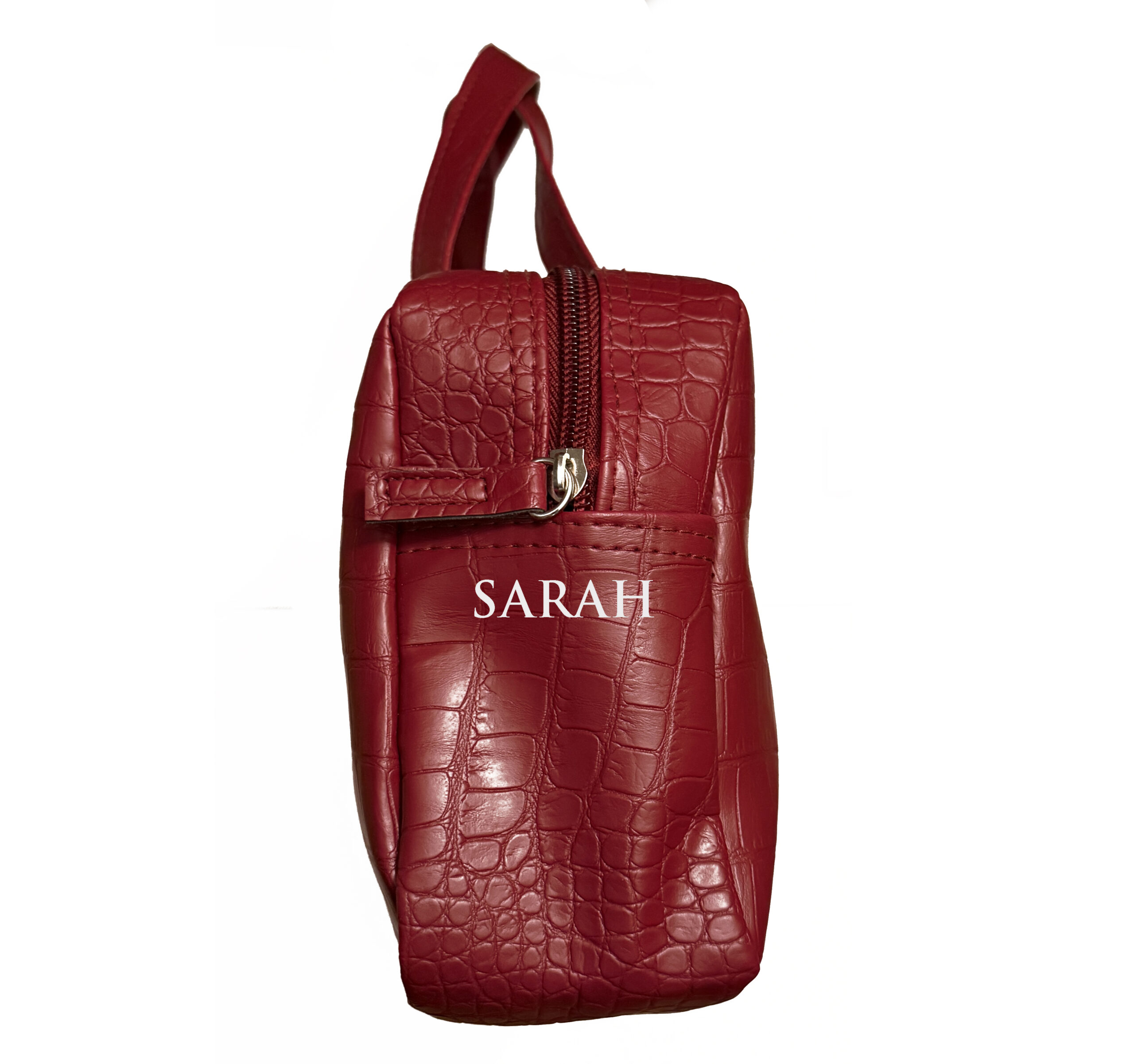 Customizable Faux Alligator Red Zipper Bag - Image 2